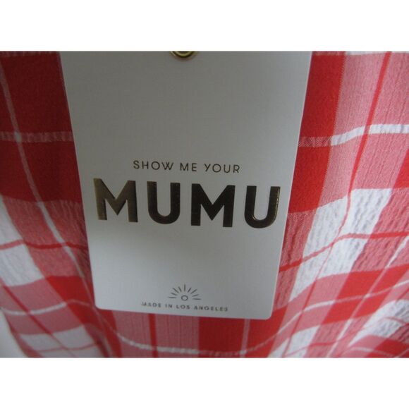 NWT SHOW ME YOUR MUMU PICNIC PLAID HIGHLAND ORANGE CROP TOP LARGE - Picture 4 of 6